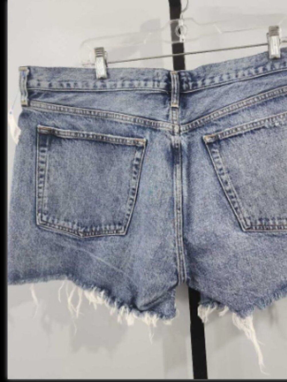 AGOLDE Button Fly Cut Off Denim Shorts, Size 34, Med Wash